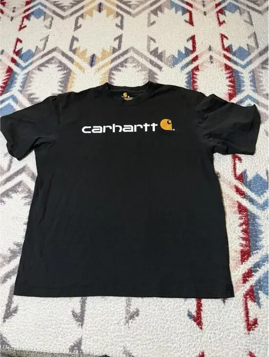 Carhartt Logo Graphic Black Tee Mens XL Original Fit Cotton Casual Workwear - Picture 3 of 6